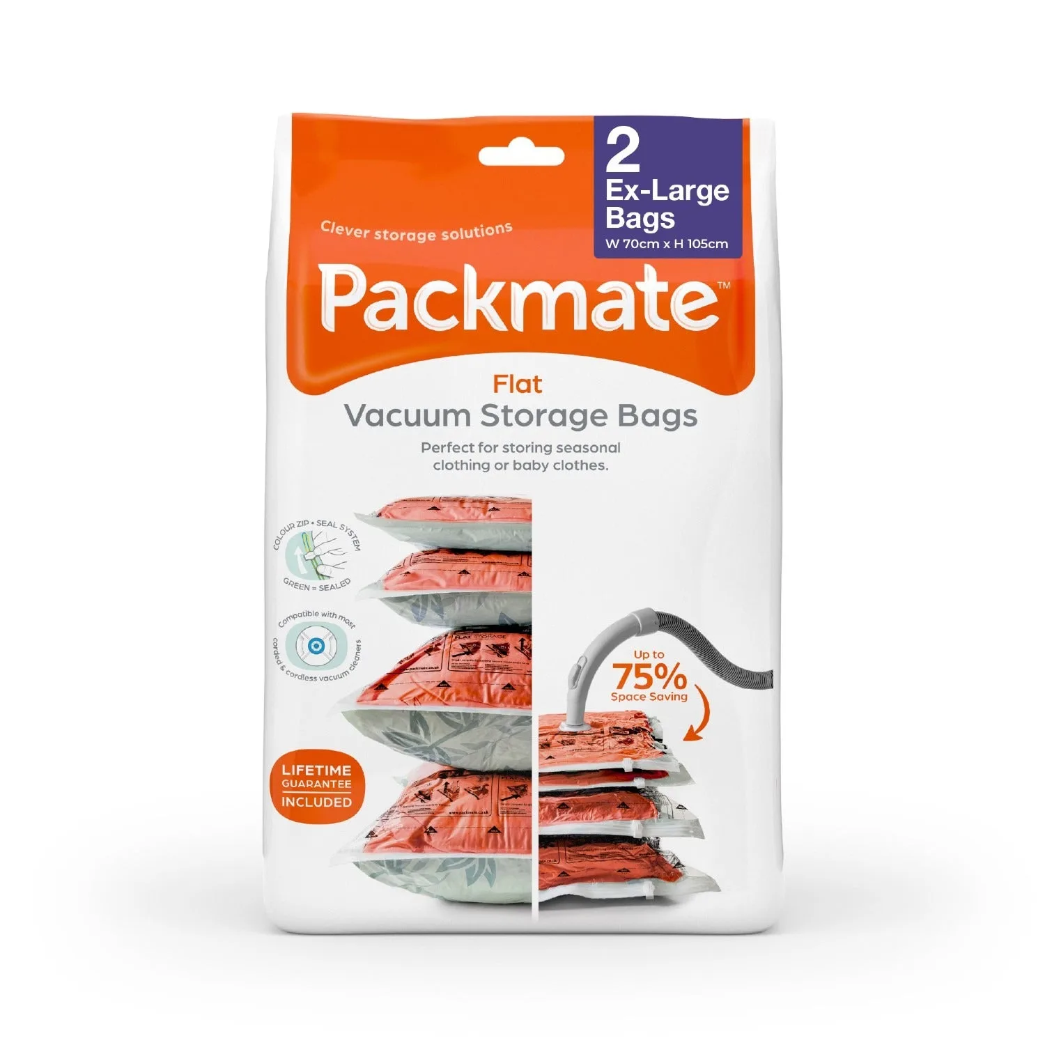 2 Packmate Extra Large Flat Vacuum Bags