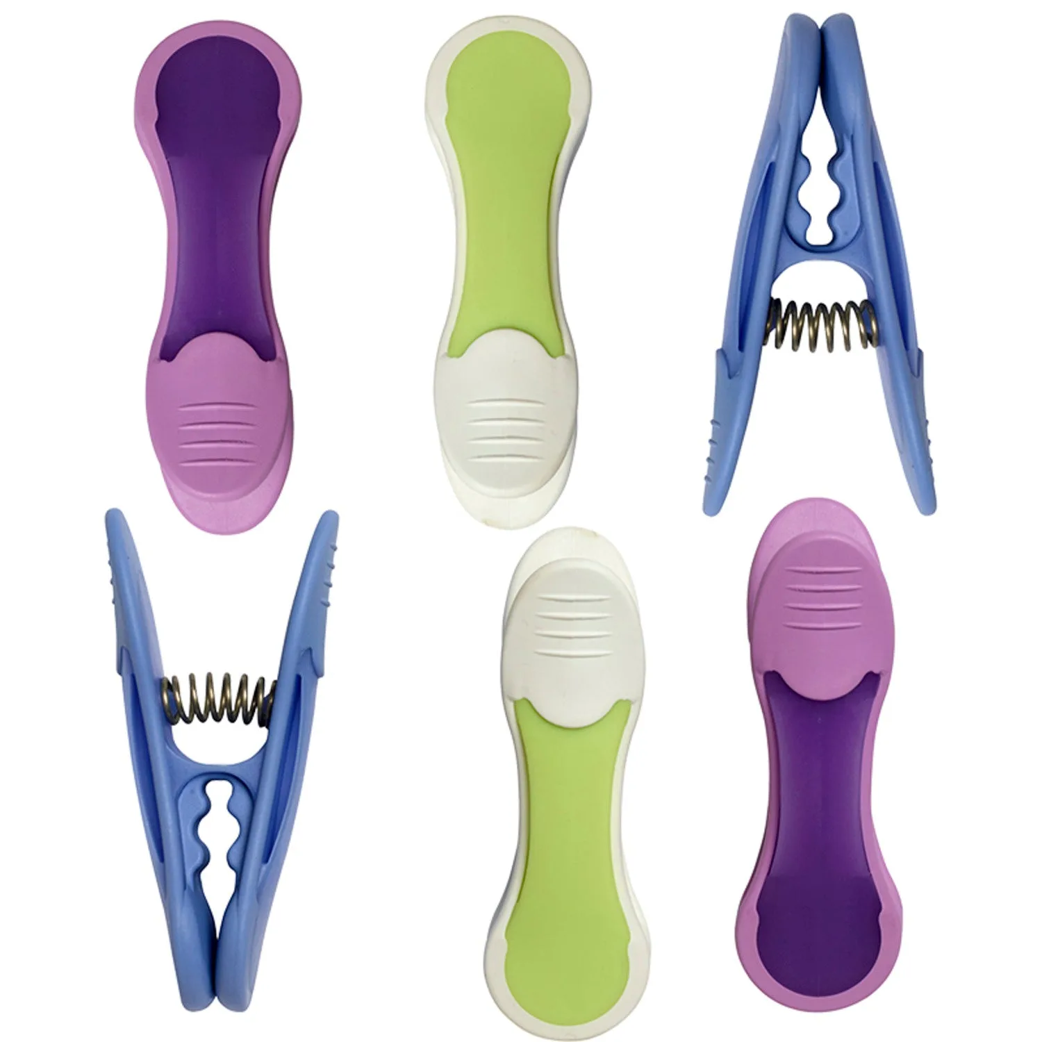 6 Big Soft Grip Clothes Pegs Pastel