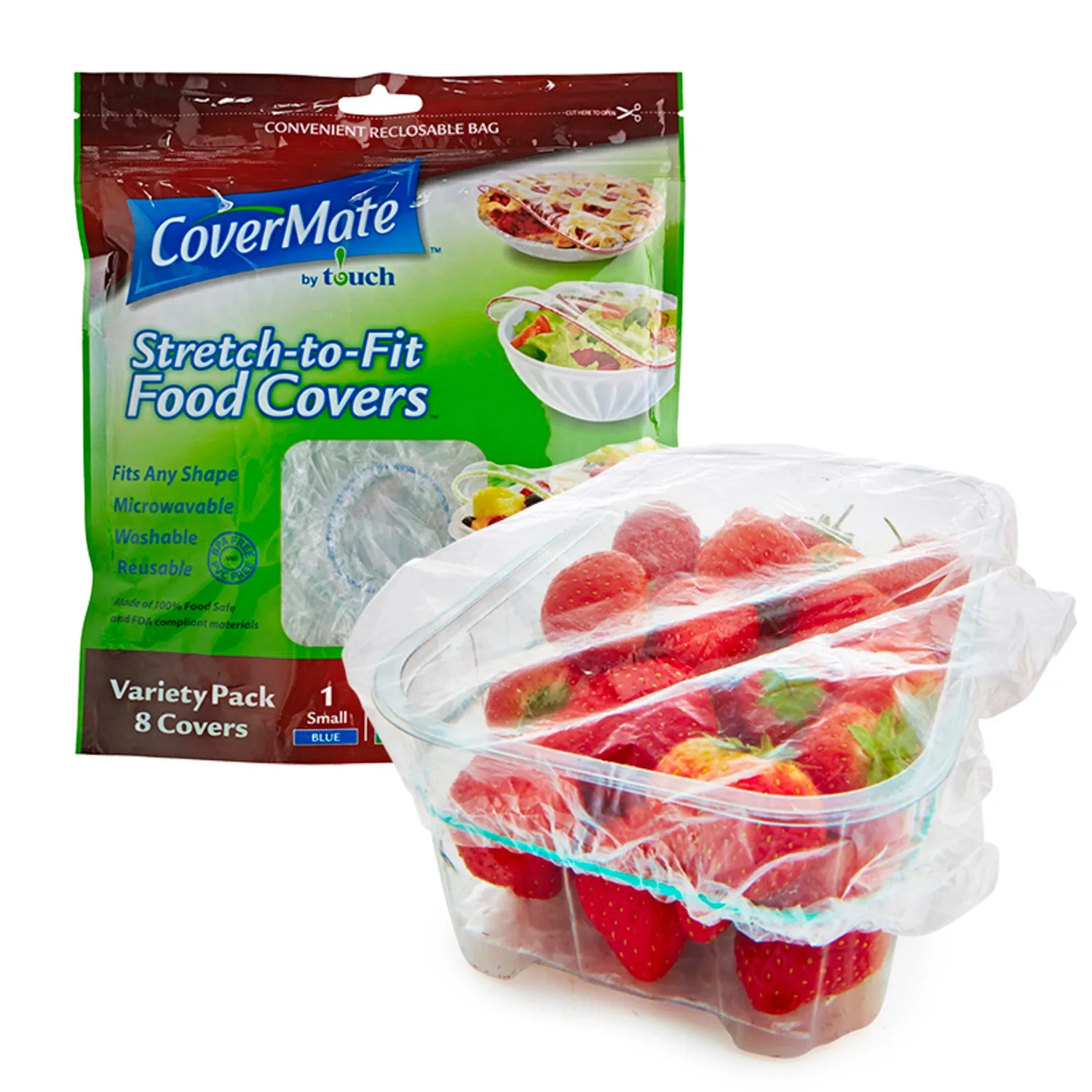 Covermate 8 Assorted Elasticated Food Covers – S M and L