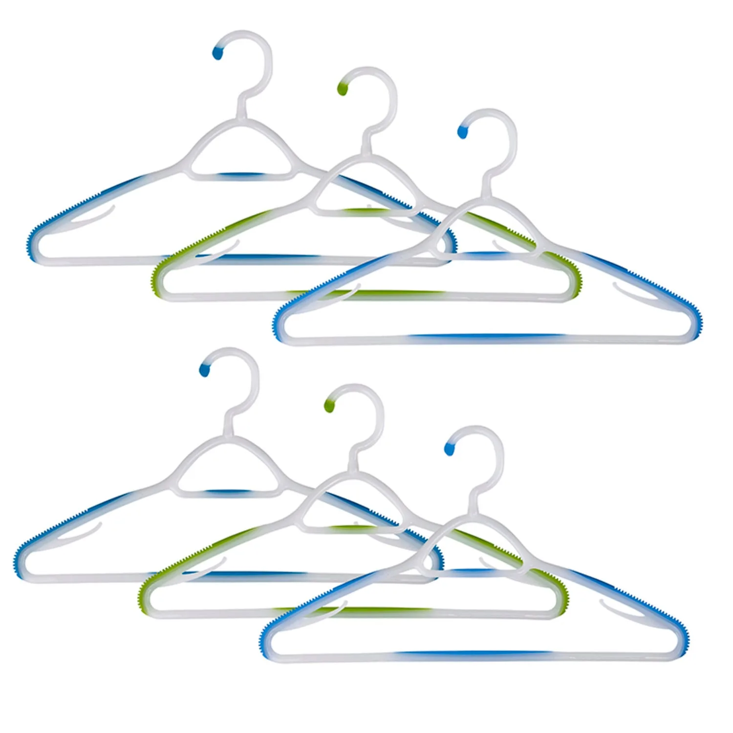 Soft Grip Non Slip Clothes Hangers Aqua 6 Pack