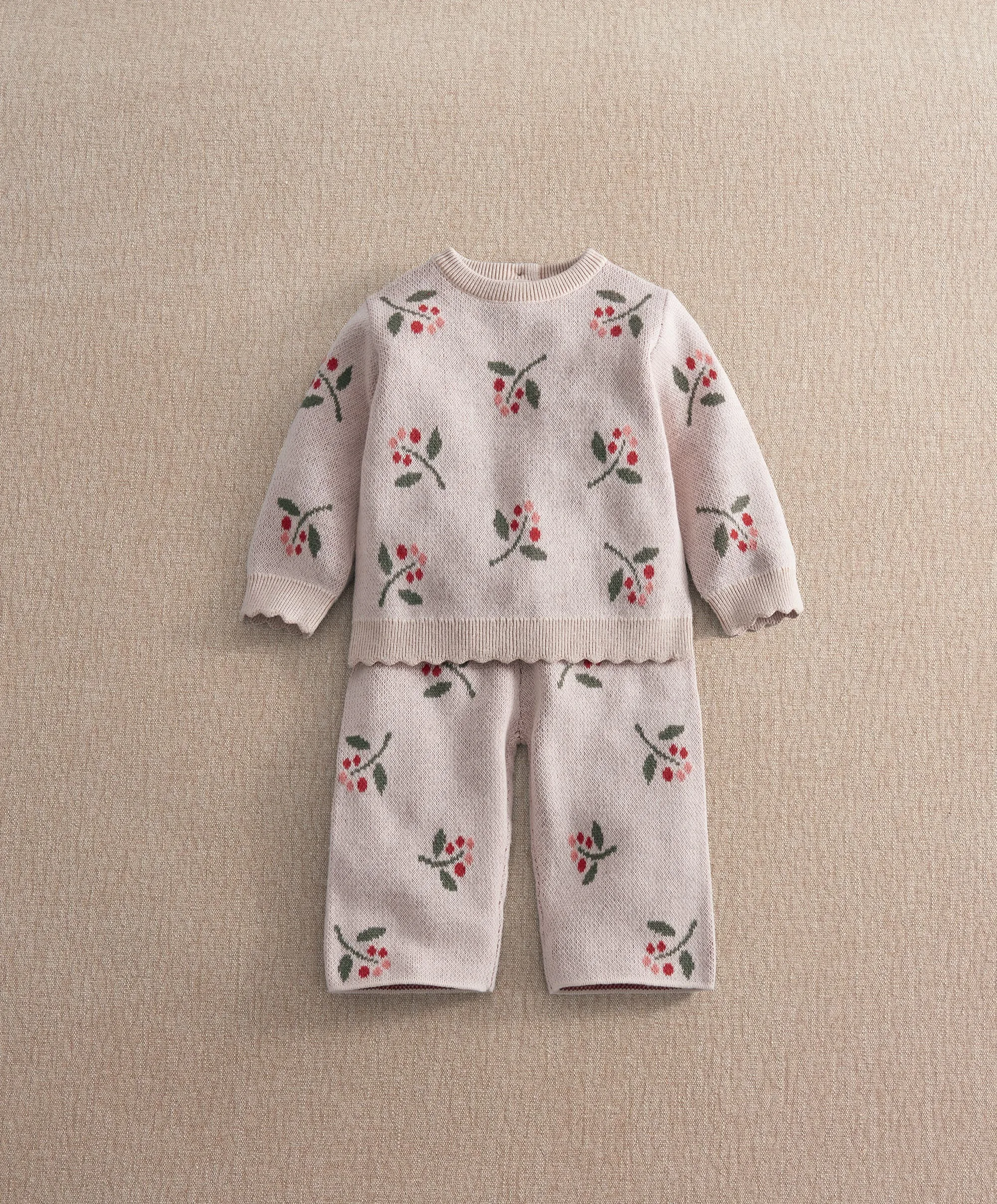Berry Knitted Top & Wide Trousers Set