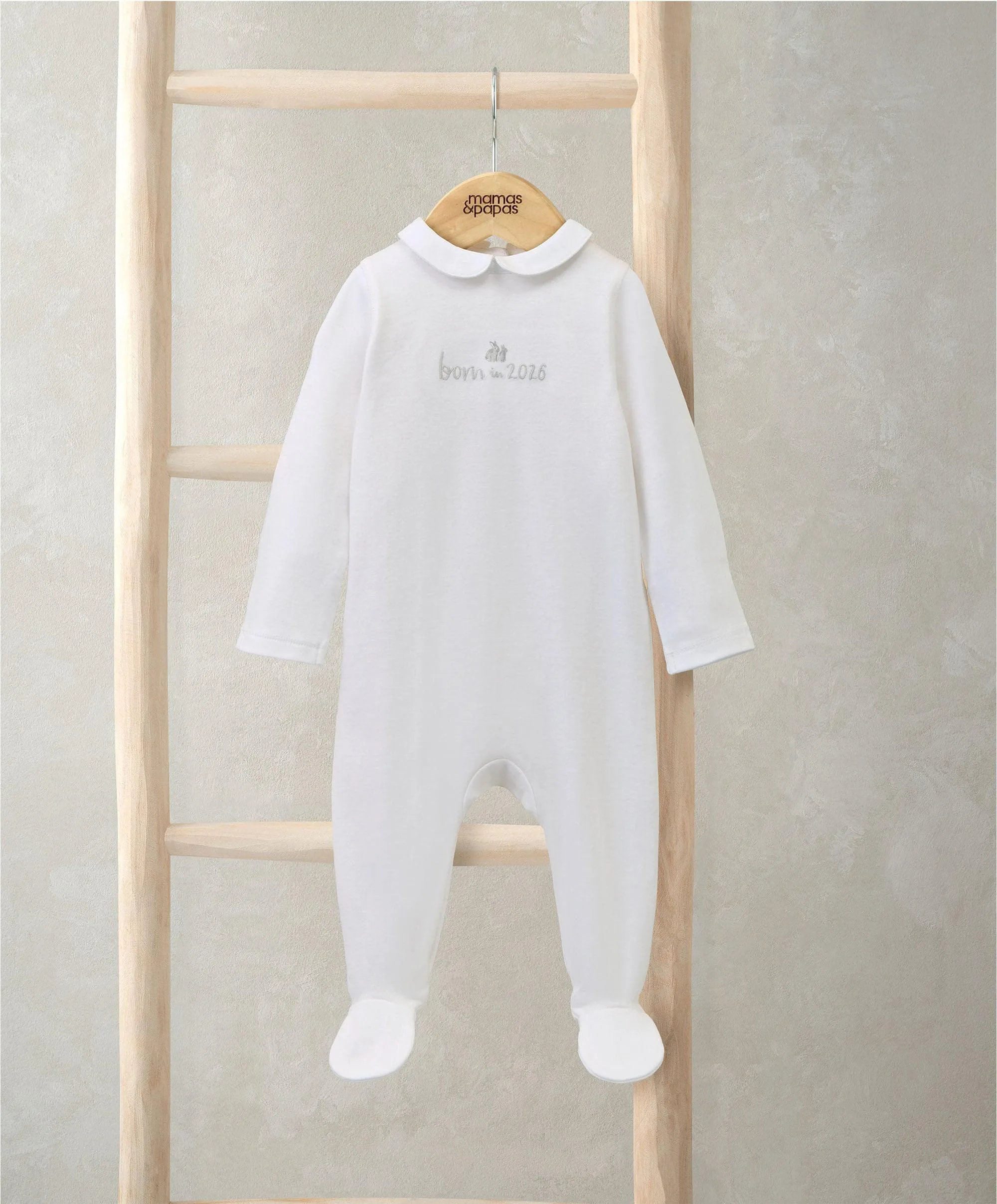 Born in 2026 Embroidered All In One White