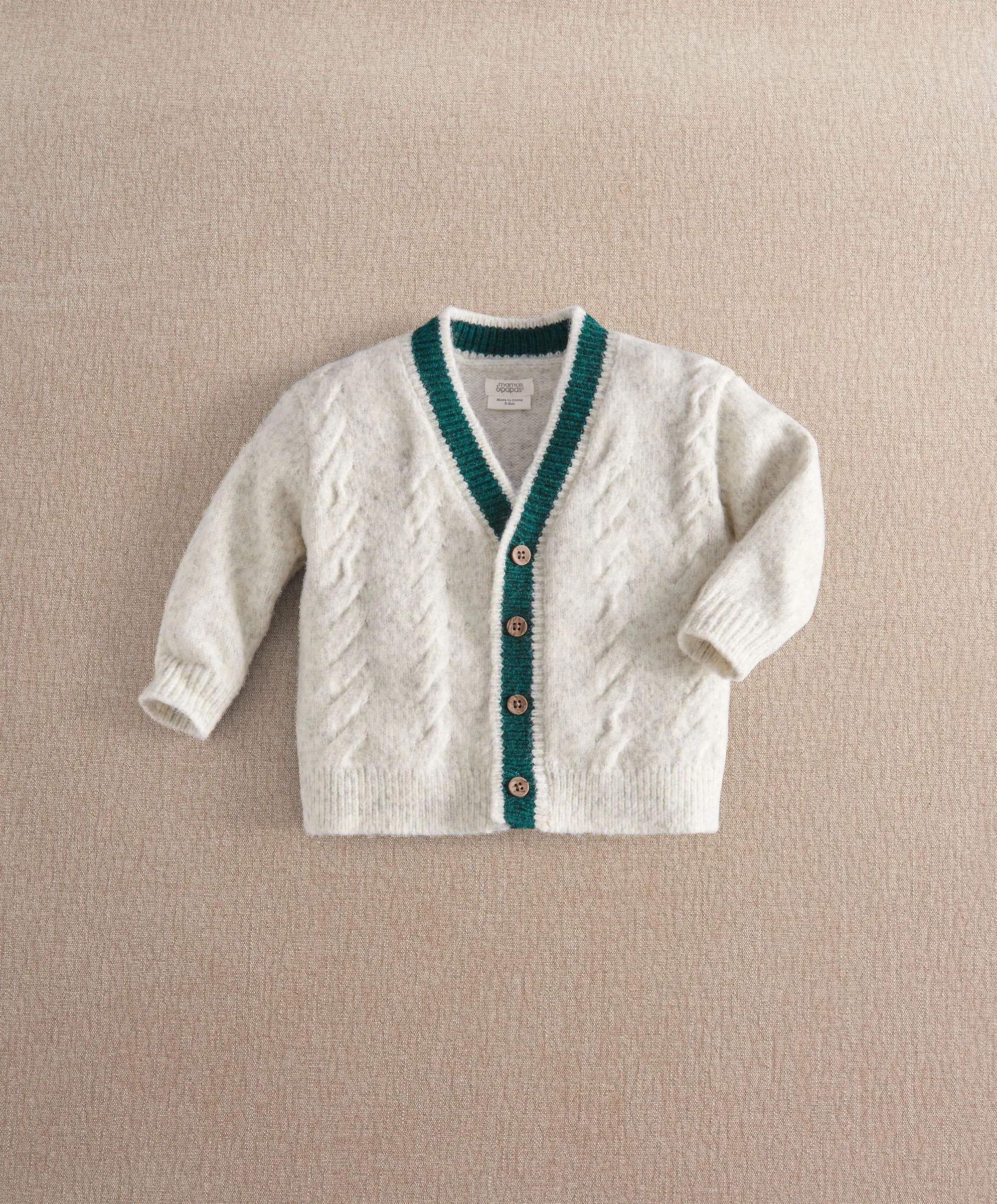 Cable Knit V Neck Cardigan