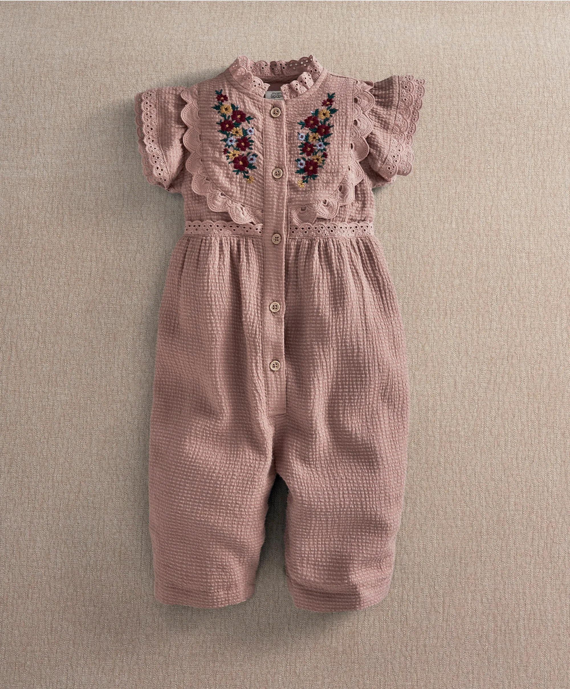Pink Embroidered Romper