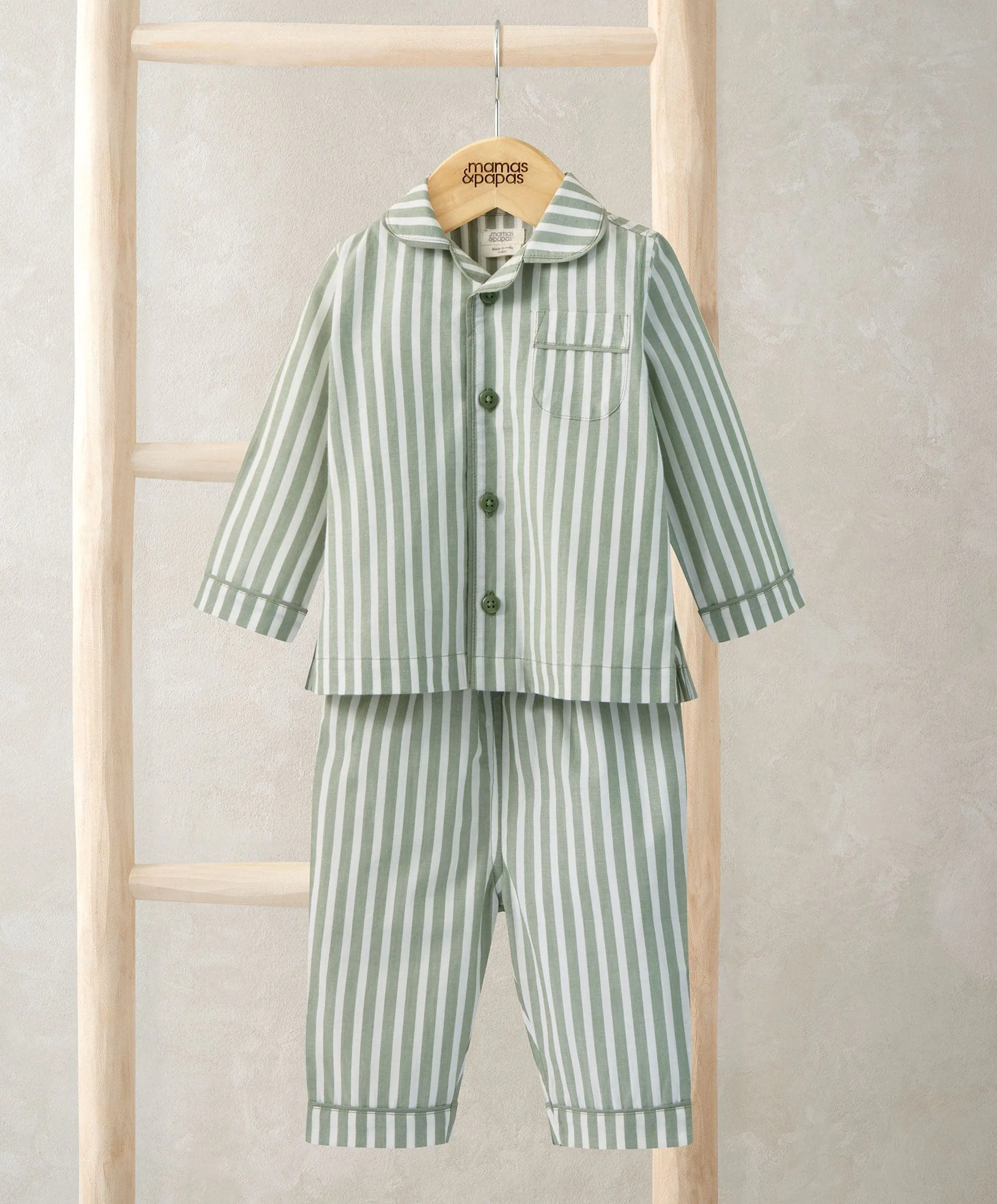 Woven Green Stripe Pyjamas