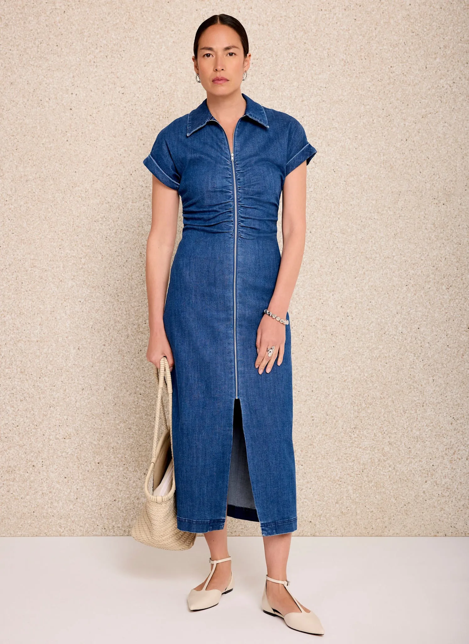 Indigo Denim Midi Dress